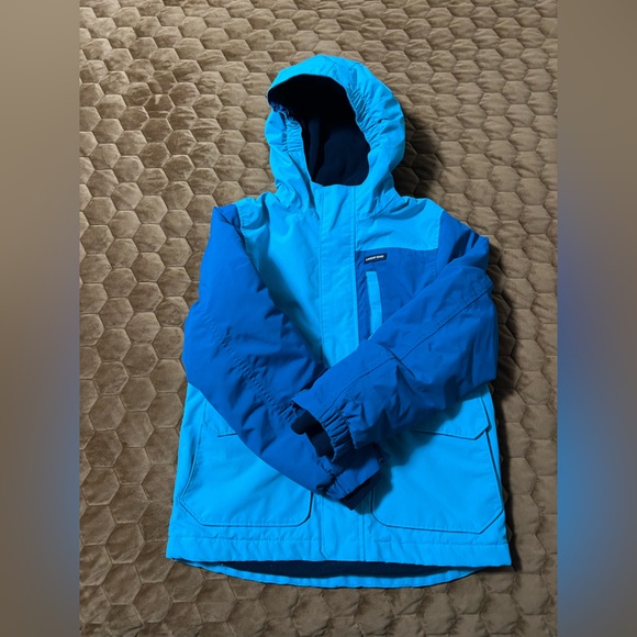 Lands' End Kids' Medium Size 8 Two-Tone Blue Waterproof Raincoat Winter - Picture 2 of 14